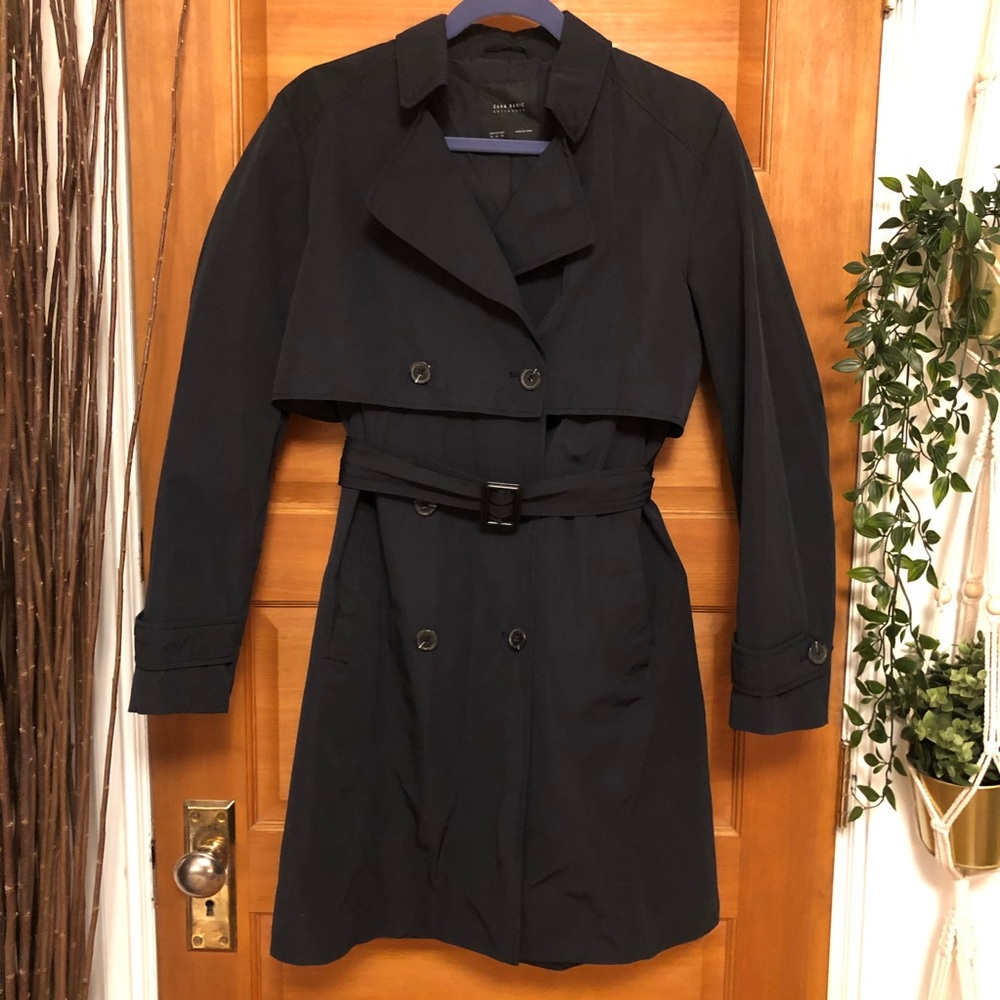 Zara Basic XL Navy Blue Trench Coat